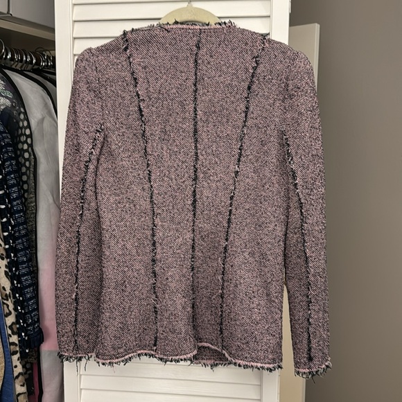 Rebecca Taylor Pink and Navy Tweed Blazer 6 - Picture 3 of 3